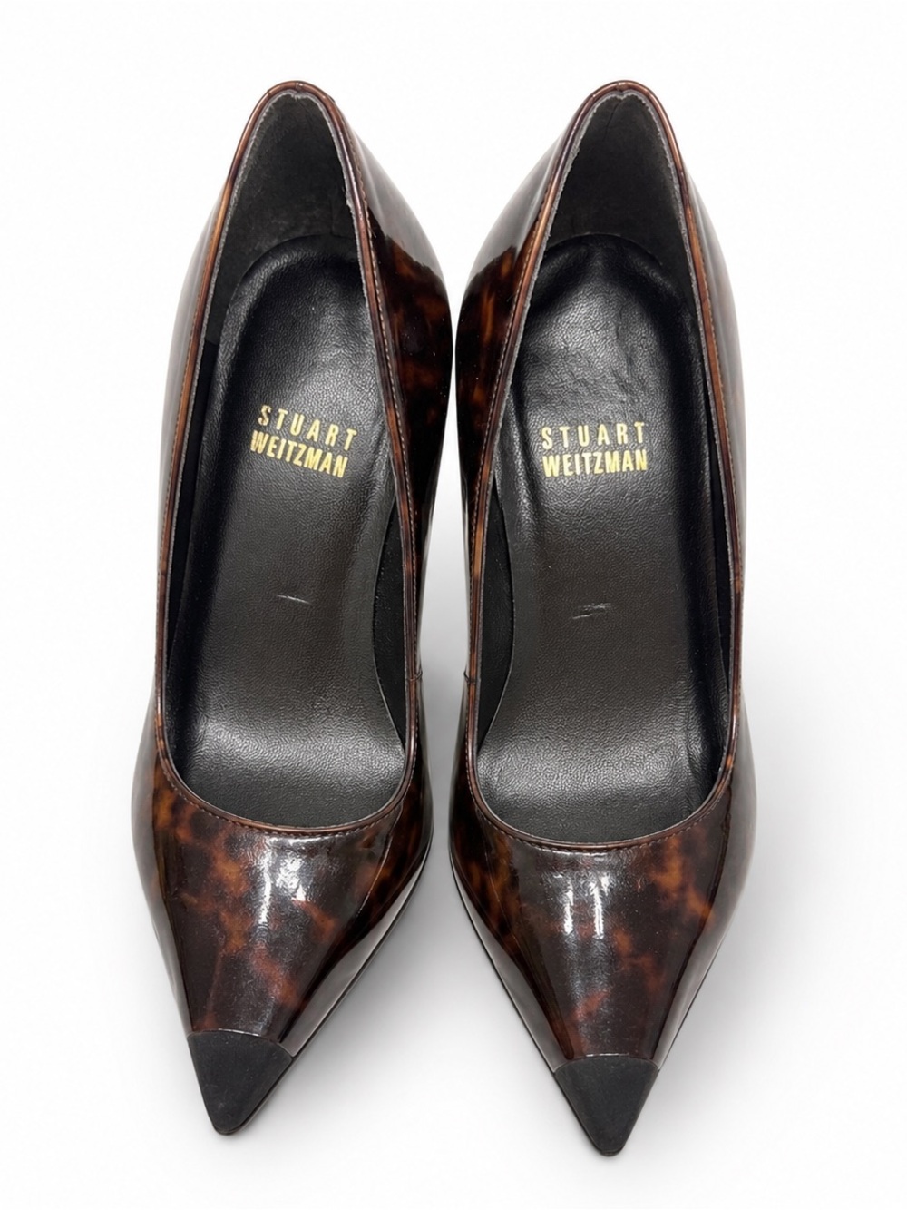 Stuart Weitzman Tortoise Patent Leather Pointed Toe Pumps, 9 - Picture 8 of 13
